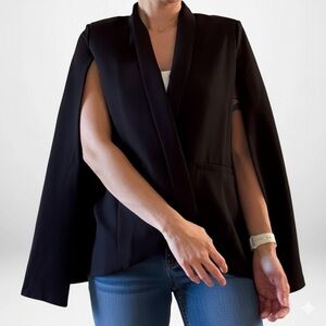 Black Cape Sleeve Blazer | Editorial Street Style Dark Academia | Small